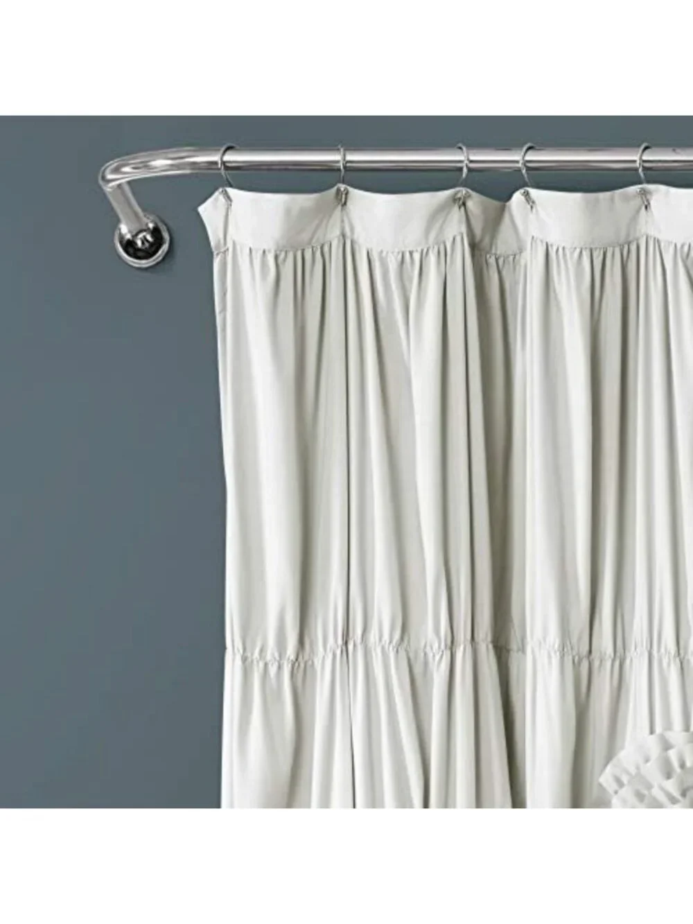 Ruffled Light Gray Shower Curtain 72